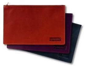 black, brown and Burgundy zippered leather portfolios